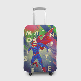 Чехол для чемодана 3D с принтом Man Of Steel в Белгороде, 86% полиэфир, 14% спандекс | двустороннее нанесение принта, прорези для ручек и колес | superman | vdzabma | супермен