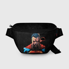 Поясная сумка 3D с принтом Superman в Белгороде, 100% полиэстер | плотная ткань, ремень с регулируемой длиной, внутри несколько карманов для мелочей, основное отделение и карман с обратной стороны сумки застегиваются на молнию | superman | vdzabma | супермен