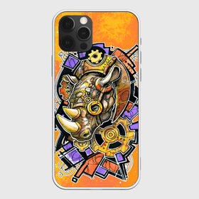 Чехол для iPhone 12 Pro Max с принтом Стимпанк Носорог - Rhino в Белгороде, Силикон |  | графика | граффити | кляксы | механика | носорог | оранжевый | от руки | рисунок | скетч | стимпанк | шестерёнки | шестерни | яркий