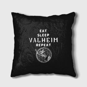 Подушка 3D с принтом Eat Sleep Valheim Repeat в Белгороде, наволочка – 100% полиэстер, наполнитель – холлофайбер (легкий наполнитель, не вызывает аллергию). | состоит из подушки и наволочки. Наволочка на молнии, легко снимается для стирки | elder | loki | odin | the | thor | valheim | биврёст | валхейм | вальхейм | викинги | всеотец | дракар | древний | древо | ётун | йотун | локи | мира | один | тор | фенир | хель | черный лес | эйктюр