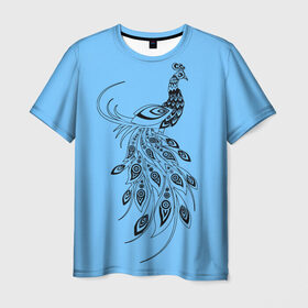 Мужская футболка 3D с принтом Павлин в Белгороде, 100% полиэфир | прямой крой, круглый вырез горловины, длина до линии бедер | Тематика изображения на принте: дикая птица | красивая птица | павлин | птица | разноцветная птица