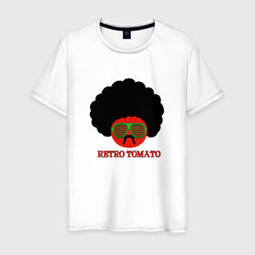 Мужская футболка хлопок с принтом Ретро томат в Белгороде, 100% хлопок | прямой крой, круглый вырез горловины, длина до линии бедер, слегка спущенное плечо. | 80 е | afro | retro | tomato | афро | восьмидесятые | мучачос | помидор | ретро | томат