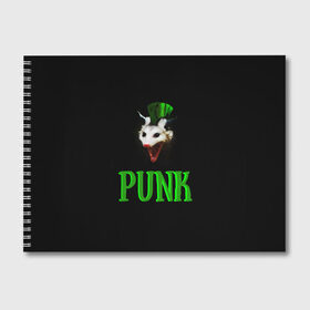 Альбом для рисования с принтом punky trashcat в Белгороде, 100% бумага
 | матовая бумага, плотность 200 мг. | Тематика изображения на принте: punk. | trashcat | животные | ирокез | опоссум | панк