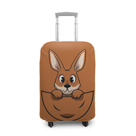 Чехол для чемодана 3D с принтом Кенгуренок в сумке в Белгороде, 86% полиэфир, 14% спандекс | двустороннее нанесение принта, прорези для ручек и колес | animals | australia | baby | bag | cute | ears | eyes | jump | kangaroo | leap | mother | nose | paws | pocket | sack | shadow | tail | австралия | глаза | детеныш | животные | карман | кенгуренок | кенгуру | лапы | мама | мешок | милый | нос | няшный | п