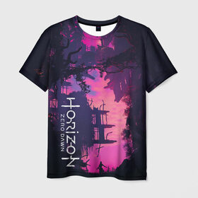 Мужская футболка 3D с принтом Horizon Zero Dawn в Белгороде, 100% полиэфир | прямой крой, круглый вырез горловины, длина до линии бедер | Тематика изображения на принте: aloy | guerrilla games | horizon zero dawn | элой