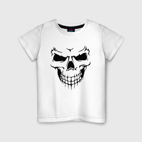 Детская футболка хлопок с принтом Зло в Белгороде, 100% хлопок | круглый вырез горловины, полуприлегающий силуэт, длина до линии бедер | face | halloween | skull | голова | демон | зловещий | кости | кость | лицо | призрак | скелет | страшный | текстура | хэллоуин | череп