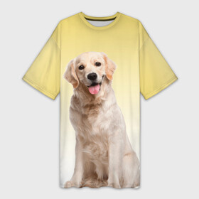 Платье-футболка 3D с принтом Лабрадор ретривер пес в Белгороде,  |  | домашние любимцы | друг | животные | золотистый ретривер | лабрадор | пес | питомец | породистый | собака