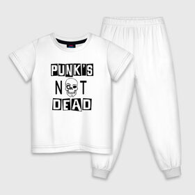 Детская пижама хлопок с принтом Панки в Белгороде, 100% хлопок |  брюки и футболка прямого кроя, без карманов, на брюках мягкая резинка на поясе и по низу штанин
 | Тематика изображения на принте: punk | punks not dead | rock | sons of anarchy | анархия | группа | летов | логотип | музыка | надпись | панк | панк рок | прикольная | рок | свобода | хаос