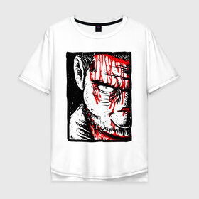 Мужская футболка хлопок Oversize с принтом Зомби в Белгороде, 100% хлопок | свободный крой, круглый ворот, “спинка” длиннее передней части | evil | head | mask | zombie | арт | голова | злой | зомби | маска | монстр | череп