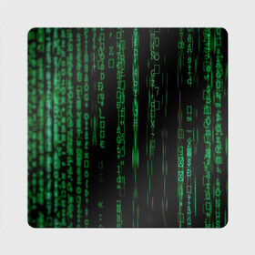 Магнит виниловый Квадрат с принтом Матрица букв и чисел в Белгороде, полимерный материал с магнитным слоем | размер 9*9 см, закругленные углы | green | движение букв и цифр | киберпространство | матрица | много букв и чисел