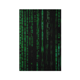 Обложка для паспорта матовая кожа с принтом Матрица букв и чисел в Белгороде, натуральная матовая кожа | размер 19,3 х 13,7 см; прозрачные пластиковые крепления | green | движение букв и цифр | киберпространство | матрица | много букв и чисел