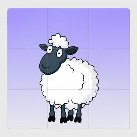 Магнитный плакат 3Х3 с принтом Нарисованный милый барашек в Белгороде, Полимерный материал с магнитным слоем | 9 деталей размером 9*9 см | Тематика изображения на принте: барашек | вектор | градиент | детский | коза | кудри | милый | минимализм | нарисованный | овечка | овца | рисунок | шерсть