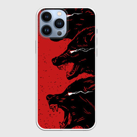 Чехол для iPhone 13 Pro Max с принтом Evil Wolves в Белгороде,  |  | Тематика изображения на принте: animal | beast | dark | darkness | evil | moon | nigth | werwolf | wild | wolf | вервольф | вой | волк | волчара | дикий | животное | зверь | клык | клыки | луна | ночь | оборотень | полнолуние