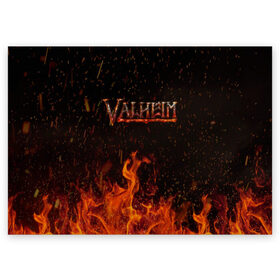 Поздравительная открытка с принтом Valheim в Белгороде, 100% бумага | плотность бумаги 280 г/м2, матовая, на обратной стороне линовка и место для марки
 | ragnarok | rust | valhalla | valheim | viking | валхейм | вальгалла | вальхейм | варяг | викинг | викинги | игра | искра | искры | костёр | кузня | огонь | пламя | рагнарёк | раст