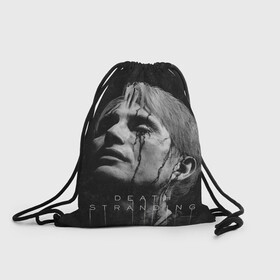 Рюкзак-мешок 3D с принтом Death Stranding в Белгороде, 100% полиэстер | плотность ткани — 200 г/м2, размер — 35 х 45 см; лямки — толстые шнурки, застежка на шнуровке, без карманов и подкладки | cliff unger | death stranding | mads mikkelsen | клифф унгер | клиффорд унгер | мадс миккельсен