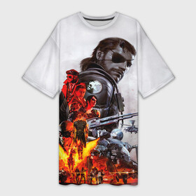 Платье-футболка 3D с принтом Metal Gear в Белгороде,  |  | kojima | биг босс | наёмник | операция | снейк | стелс