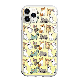 Чехол для iPhone 11 Pro Max матовый с принтом мультяшные котики на желтом мя в Белгороде, Силикон |  | ветеринар | градиент | домашний питомец | котейки | котики | коты | котэ | котята | кошатник | кошатница | кошачьи | кошки | любитель животных | много | мультяшные | мяу | нэко | рисованный | узор
