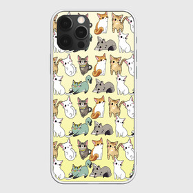 Чехол для iPhone 12 Pro Max с принтом мультяшные котики на желтом мя в Белгороде, Силикон |  | ветеринар | градиент | домашний питомец | котейки | котики | коты | котэ | котята | кошатник | кошатница | кошачьи | кошки | любитель животных | много | мультяшные | мяу | нэко | рисованный | узор