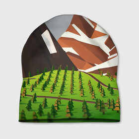 Шапка 3D с принтом Горы в Белгороде, 100% полиэстер | универсальный размер, печать по всей поверхности изделия | горы | деревья | лес | минимализм | природа