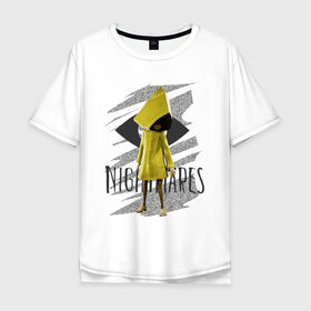 Мужская футболка хлопок Oversize с принтом Little Nightmares в Белгороде, 100% хлопок | свободный крой, круглый ворот, “спинка” длиннее передней части | game | little nightmares | девочка | желтый плащ | игры | парные футболки