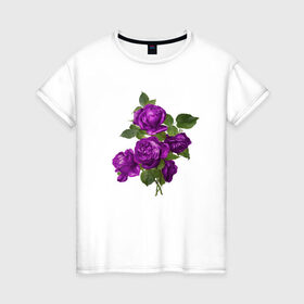 Женская футболка хлопок с принтом Букеты в Белгороде, 100% хлопок | прямой крой, круглый вырез горловины, длина до линии бедер, слегка спущенное плечо | букетик | любовь | фиолетовый | цветы | яркое
