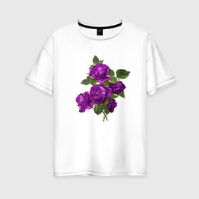 Женская футболка хлопок Oversize с принтом Букеты в Белгороде, 100% хлопок | свободный крой, круглый ворот, спущенный рукав, длина до линии бедер
 | букетик | любовь | фиолетовый | цветы | яркое