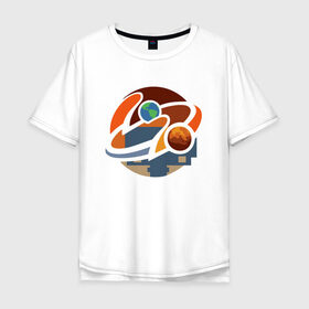 Мужская футболка хлопок Oversize с принтом Road to Mars (NASA) в Белгороде, 100% хлопок | свободный крой, круглый ворот, “спинка” длиннее передней части | 2020 | 2021 | 21б | elon | mars | musk | nasa | perseverance | space | spacex | илон | космос | марс | марсоход | маск | наса | настойчивый