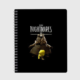 Тетрадь с принтом Little Nightmares 2 близнецы в Белгороде, 100% бумага | 48 листов, плотность листов — 60 г/м2, плотность картонной обложки — 250 г/м2. Листы скреплены сбоку удобной пружинной спиралью. Уголки страниц и обложки скругленные. Цвет линий — светло-серый
 | Тематика изображения на принте: little nightmares | little nightmares 2 | игра | литл нигмарес | литл нигмарес 2 | литл нигхтмарес | литл нигхтмарес 2 | ужас | хоррор | шестая