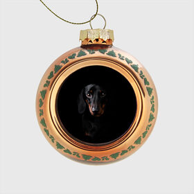 Стеклянный ёлочный шар с принтом ТАКСА в Белгороде, Стекло | Диаметр: 80 мм | animal | black | dog | photo | глаза | домашние | животные | звери | пес | собакен | собаки | такса | черный