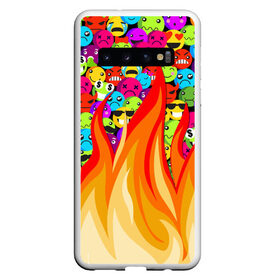 Чехол для Samsung Galaxy S10 с принтом SLAVA MARLOW - Смайлики в Белгороде, Силикон | Область печати: задняя сторона чехла, без боковых панелей | clip | emoji | emojji | feat | fire | flame | manny | music | tik tok | video | готлиб | клип | ля ля ля | марлов | марлоу | музыка | мэнни | реп | рэп | слава | тик ток | ты горишь как огонь | ты мне очень нравишься | у меня агония | 