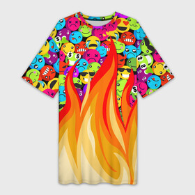 Платье-футболка 3D с принтом SLAVA MARLOW   Смайлики в Белгороде,  |  | clip | emoji | emojji | feat | fire | flame | manny | music | tik tok | video | готлиб | клип | ля ля ля | марлов | марлоу | музыка | мэнни | реп | рэп | слава | тик ток | ты горишь как огонь | ты мне очень нравишься | у меня агония | 