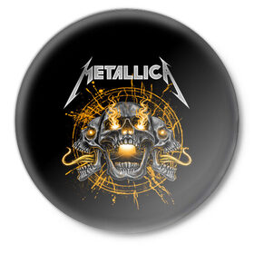 Значок с принтом Metallica в Белгороде,  металл | круглая форма, металлическая застежка в виде булавки | heavy metal | metal | metallica | группы | метал | металлика | музыка | рок | трэш метал | хєви метал