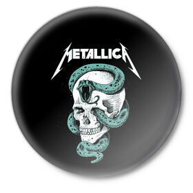 Значок с принтом Metallica в Белгороде,  металл | круглая форма, металлическая застежка в виде булавки | heavy metal | metal | metallica | группы | метал | металлика | музыка | рок | трэш метал | хєви метал