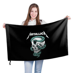 Флаг 3D с принтом Metallica в Белгороде, 100% полиэстер | плотность ткани — 95 г/м2, размер — 67 х 109 см. Принт наносится с одной стороны | heavy metal | metal | metallica | группы | метал | металлика | музыка | рок | трэш метал | хєви метал