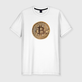 Мужская футболка хлопок Slim с принтом БИТКОИН (НА СПИНЕ) в Белгороде, 92% хлопок, 8% лайкра | приталенный силуэт, круглый вырез ворота, длина до линии бедра, короткий рукав | bitcoin | blockchain | btc | cardano | crypto | ethereum | polkadot | tether | xrp | бинанс | биткоин | блокчейн | валюта | деньги | криптовалюта | майнер | майнинг | цифровая валюта | цифровое золото | эфир