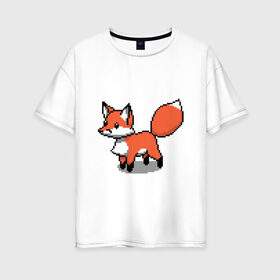 Женская футболка хлопок Oversize с принтом Minecraft Pixel art fox в Белгороде, 100% хлопок | свободный крой, круглый ворот, спущенный рукав, длина до линии бедер
 | art | fox | minecraft | pixel | квадратики | лис | лиса | лисенок | лисичка | майнкрафт | пиксели | пиксель
