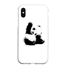 Чехол для iPhone XS Max матовый с принтом Панда минимализм в Белгороде, Силикон | Область печати: задняя сторона чехла, без боковых панелей | animal | bear | beast | black | minimalism | panda | white | белое | животное | зверь | краски | медведь | минимализм | панда | чернила | черно белое | черное