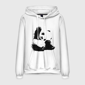 Мужская толстовка 3D с принтом Панда минимализм в Белгороде, 100% полиэстер | двухслойный капюшон со шнурком для регулировки, мягкие манжеты на рукавах и по низу толстовки, спереди карман-кенгуру с мягким внутренним слоем. | Тематика изображения на принте: animal | bear | beast | black | minimalism | panda | white | белое | животное | зверь | краски | медведь | минимализм | панда | чернила | черно белое | черное