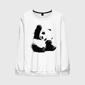 Мужской свитшот 3D с принтом Панда минимализм в Белгороде, 100% полиэстер с мягким внутренним слоем | круглый вырез горловины, мягкая резинка на манжетах и поясе, свободная посадка по фигуре | animal | bear | beast | black | minimalism | panda | white | белое | животное | зверь | краски | медведь | минимализм | панда | чернила | черно белое | черное