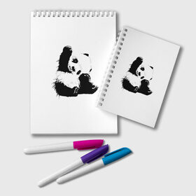Блокнот с принтом Панда минимализм в Белгороде, 100% бумага | 48 листов, плотность листов — 60 г/м2, плотность картонной обложки — 250 г/м2. Листы скреплены удобной пружинной спиралью. Цвет линий — светло-серый
 | animal | bear | beast | black | minimalism | panda | white | белое | животное | зверь | краски | медведь | минимализм | панда | чернила | черно белое | черное