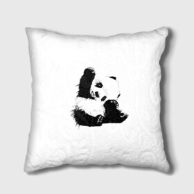 Подушка 3D с принтом Панда минимализм в Белгороде, наволочка – 100% полиэстер, наполнитель – холлофайбер (легкий наполнитель, не вызывает аллергию). | состоит из подушки и наволочки. Наволочка на молнии, легко снимается для стирки | animal | bear | beast | black | minimalism | panda | white | белое | животное | зверь | краски | медведь | минимализм | панда | чернила | черно белое | черное