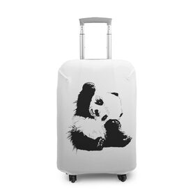 Чехол для чемодана 3D с принтом Панда минимализм в Белгороде, 86% полиэфир, 14% спандекс | двустороннее нанесение принта, прорези для ручек и колес | animal | bear | beast | black | minimalism | panda | white | белое | животное | зверь | краски | медведь | минимализм | панда | чернила | черно белое | черное