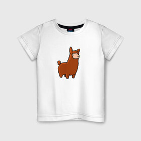 Детская футболка хлопок с принтом Лама в Белгороде, 100% хлопок | круглый вырез горловины, полуприлегающий силуэт, длина до линии бедер | животное | лама | милая лама | пушистик | рисунок
