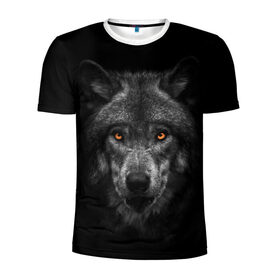 Мужская футболка 3D спортивная с принтом Evil Wolf в Белгороде, 100% полиэстер с улучшенными характеристиками | приталенный силуэт, круглая горловина, широкие плечи, сужается к линии бедра | animal | beast | dark | darkness | evil | moon | nigth | tegunvteg | werwolf | wild | wolf | вервольф | вой | волк | волки | волчара | дикий | животное | зверь | клык | клыки | луна | ночь | оборотень | полнолуние