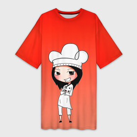Платье-футболка 3D с принтом Повар девушка манга в Белгороде,  |  | аниме | арт | готовка | градиент | девочка | девушка | детский | еда | кавай | манга | мило | мультяшный | персонаж | повар | рисунок | чиби