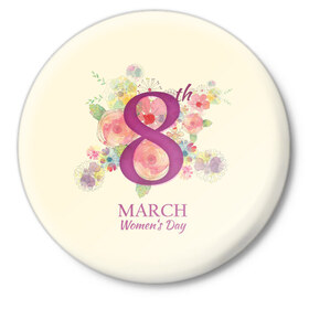 Значок с принтом 8 Марта в Белгороде,  металл | круглая форма, металлическая застежка в виде булавки | 8 march | 8 марта | flowers | женский день | цветы
