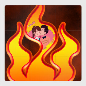 Магнитный плакат 3Х3 с принтом СЛАВА МАРЛОВ ТЫ ГОРИШЬ в Белгороде, Полимерный материал с магнитным слоем | 9 деталей размером 9*9 см | влюбленным | дым. | жар | любовь | ля ля | огонь | сердце