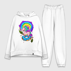 Женский костюм хлопок Oversize с принтом ЕДИНОРОЖЕК в Белгороде,  |  | animal | children | color | kids | pink | rainbow | unicorn | детские | единорог | животные | звери | мультфильм | пончик | радуга | разноцветный | сказка