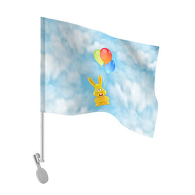 Флаг для автомобиля с принтом Харитон на воздушных шариках в Белгороде, 100% полиэстер | Размер: 30*21 см | воздушные шары | детям | желейный заяц | зайчики | заяц | заяц харитон | звери | кролик | небо | харитошка