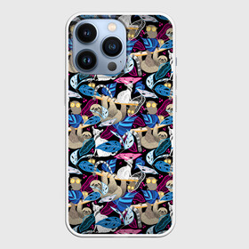 Чехол для iPhone 13 Pro с принтом Ленивцы и Лемуры в Белгороде,  |  | animals | beast | eyes | sweet | глаза | животные | забавный | звери | лемур | ленивец | листья | милый | обезьяны | паттерн | прикол | пушистый | пятна | растения | смешной | точки | узор | фигуры | цветы | черный